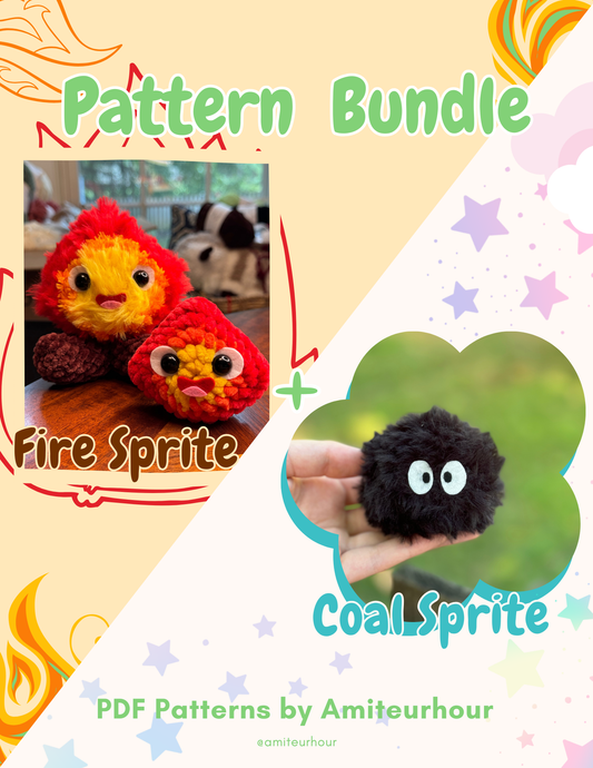 BUNDLE: Crochet Coal Sprite and Fire Sprite - PATTERN ONLY